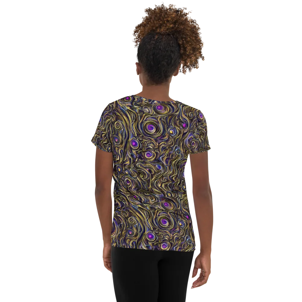 Orbiting Gold on Women's Athletic T-Shirt — Back