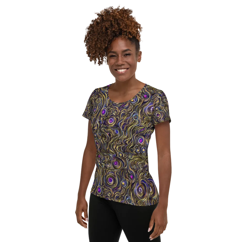 Orbiting Gold on Women's Athletic T-Shirt — Left