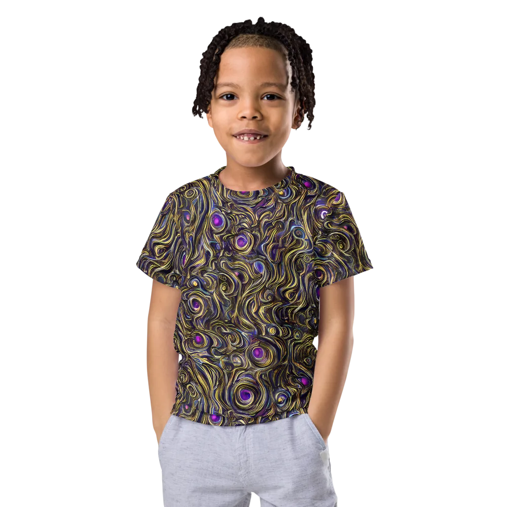 Orbiting Gold on Kids Crew Neck T-Shirt — Front
