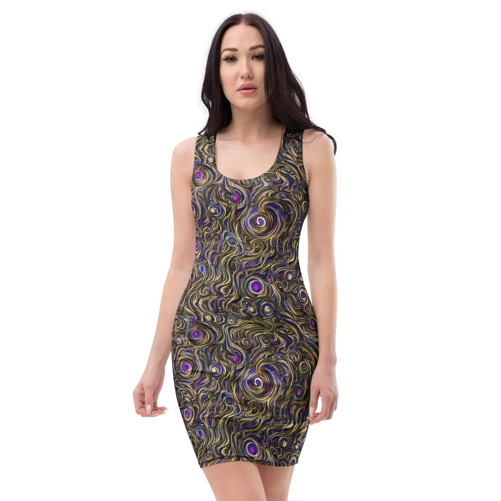 Orbiting Gold on Bodycon Dress — Front