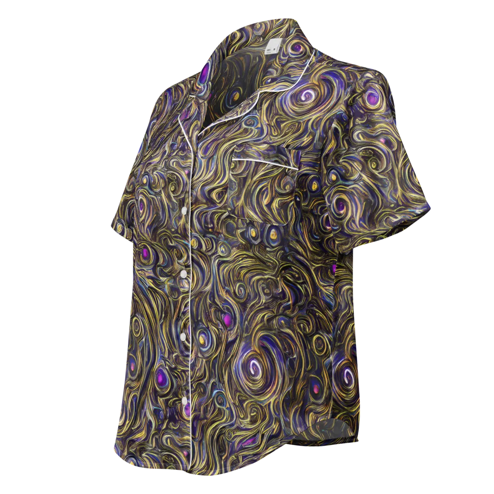 Orbiting Gold on Women's Short Sleeve Pajama Top — Left Front