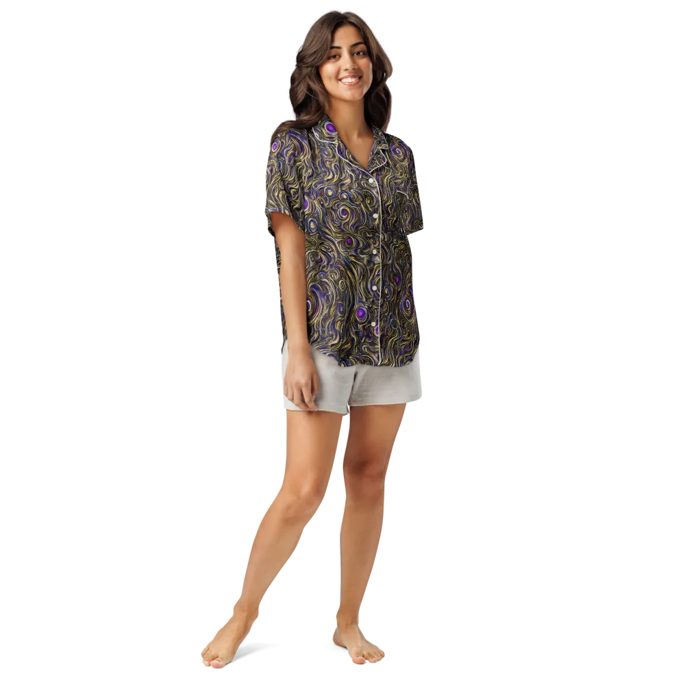 Orbiting Gold on Women's Short Sleeve Pajama Top — Front