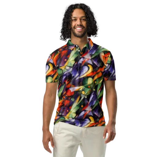 The Painted Pulse on a Men's Slim Fit Polo Shirt