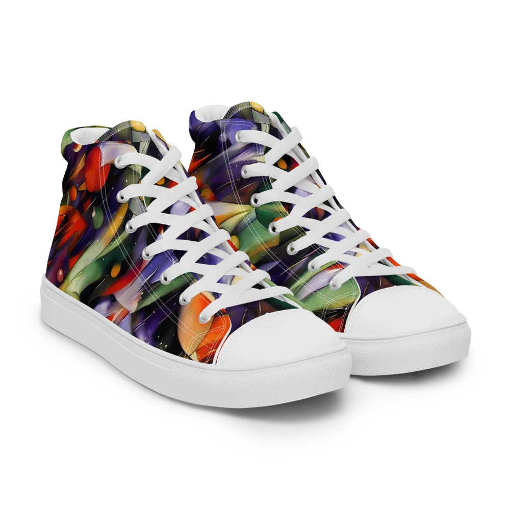 The Painted Pulse on Men's High Top Canvas Shoes — Right Front