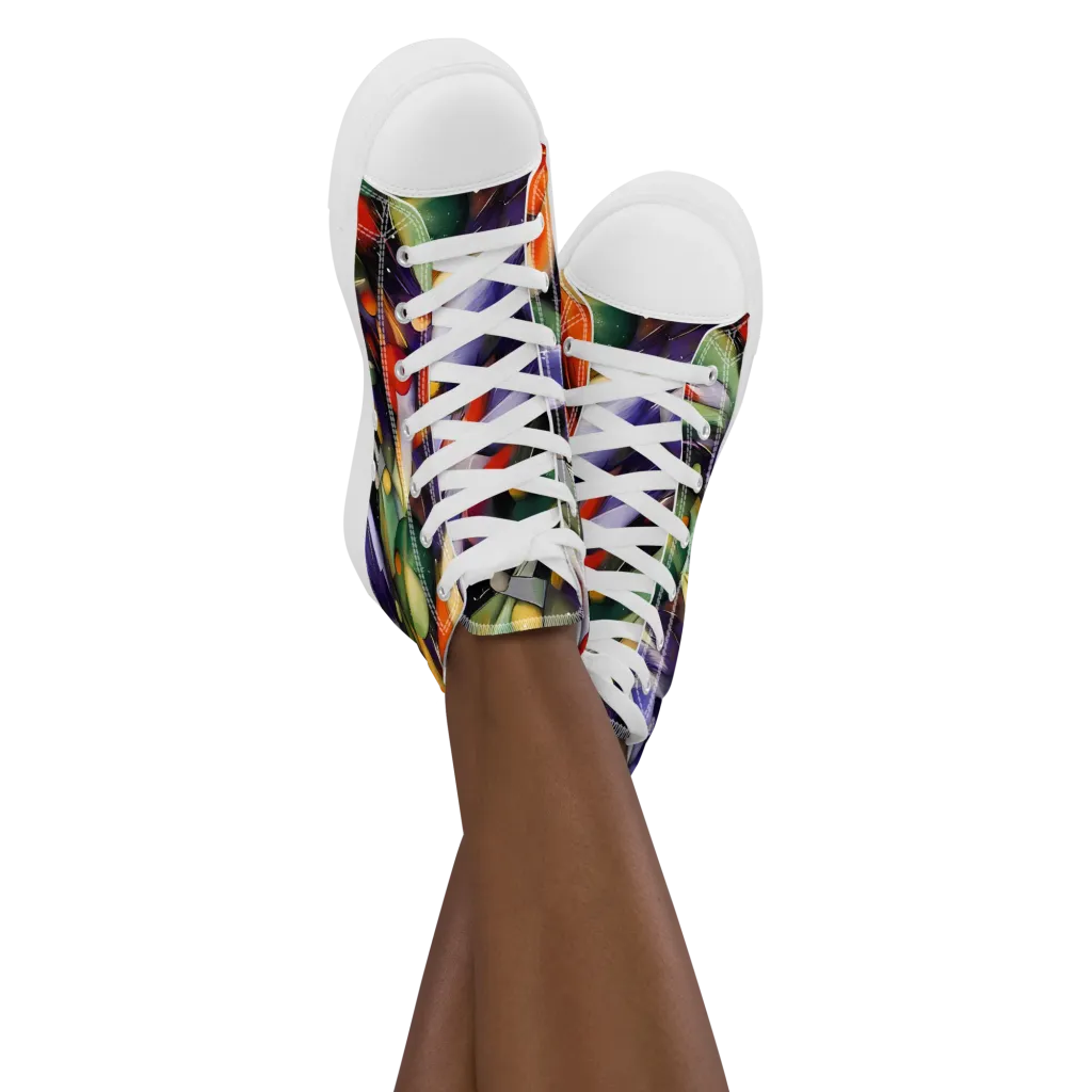 The Painted Pulse on Women's High Top Canvas Shoes — Front