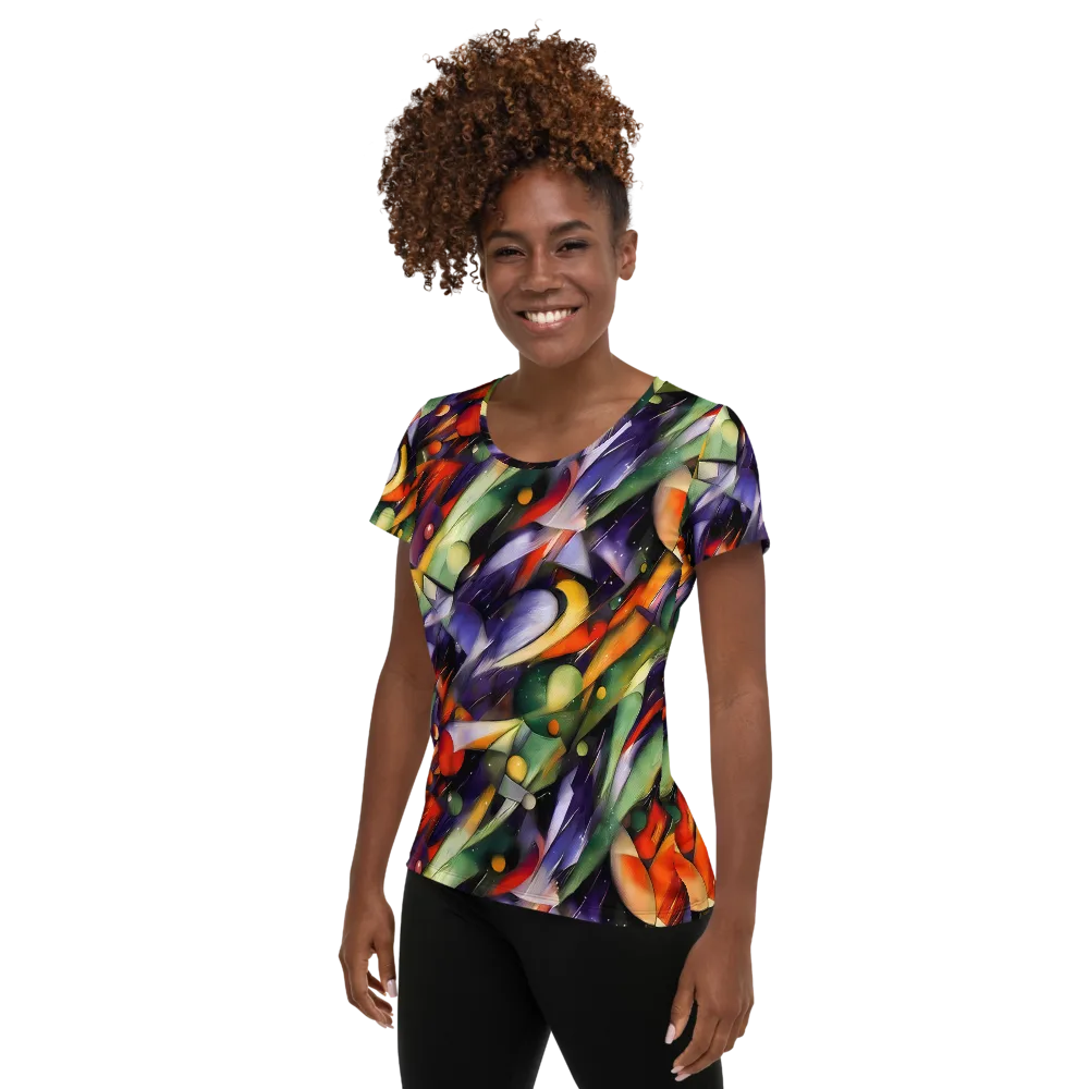 The Painted Pulse on Women's Athletic T-Shirt — Left