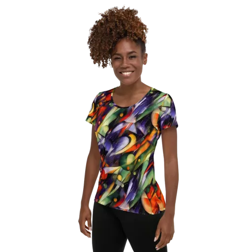 The Painted Pulse on a Women's Athletic T-Shirt