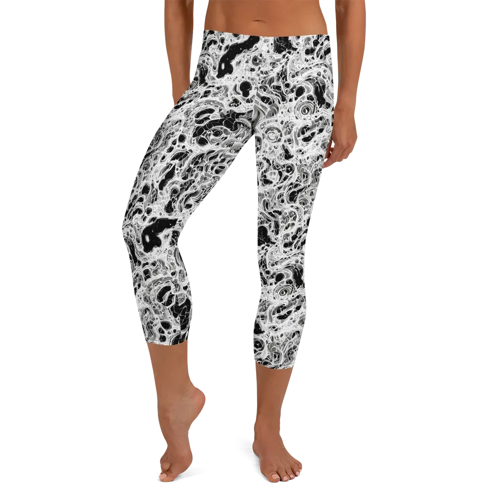 Obsidian Lace on Capri Leggings — Front