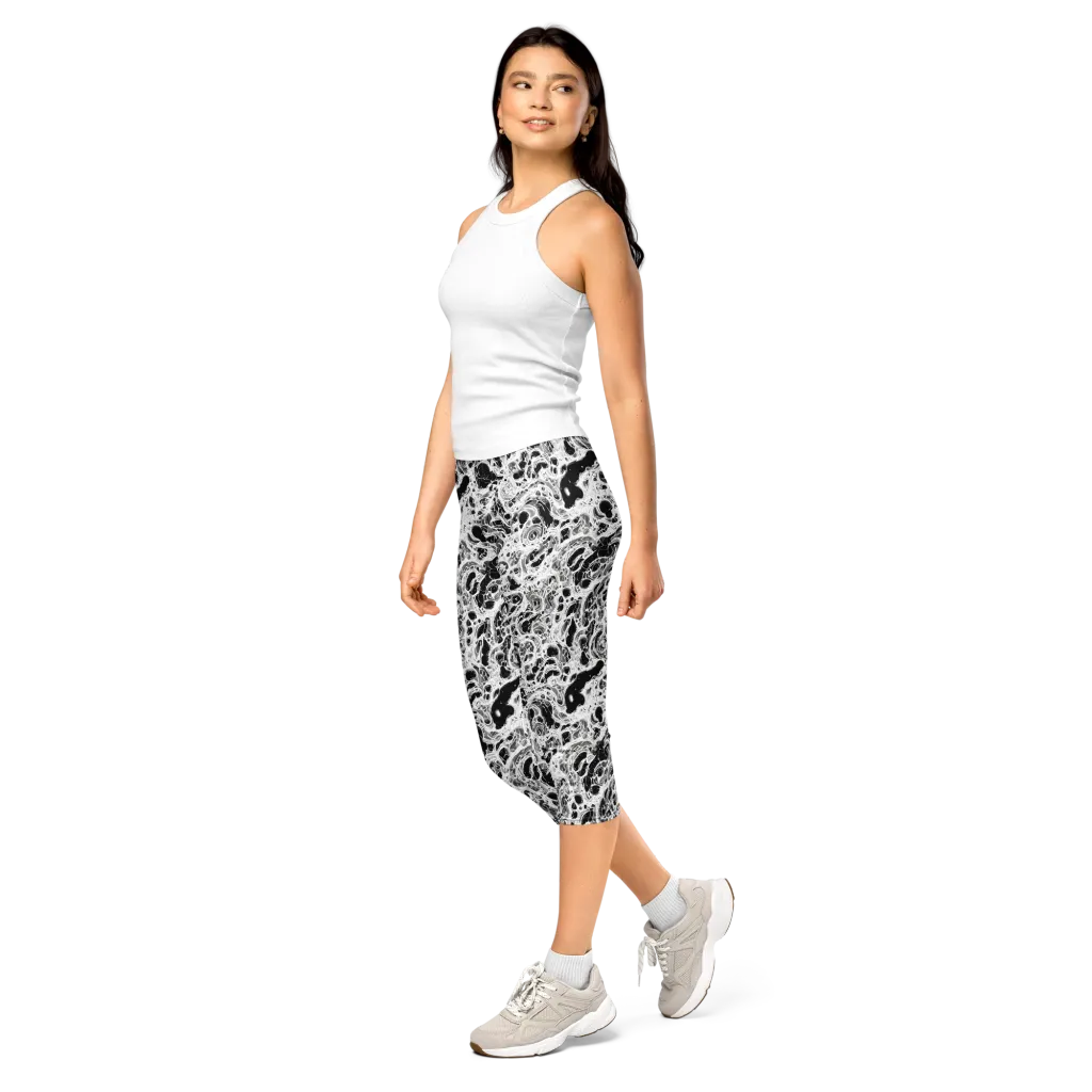 Obsidian Lace on Capri Leggings — Left Front