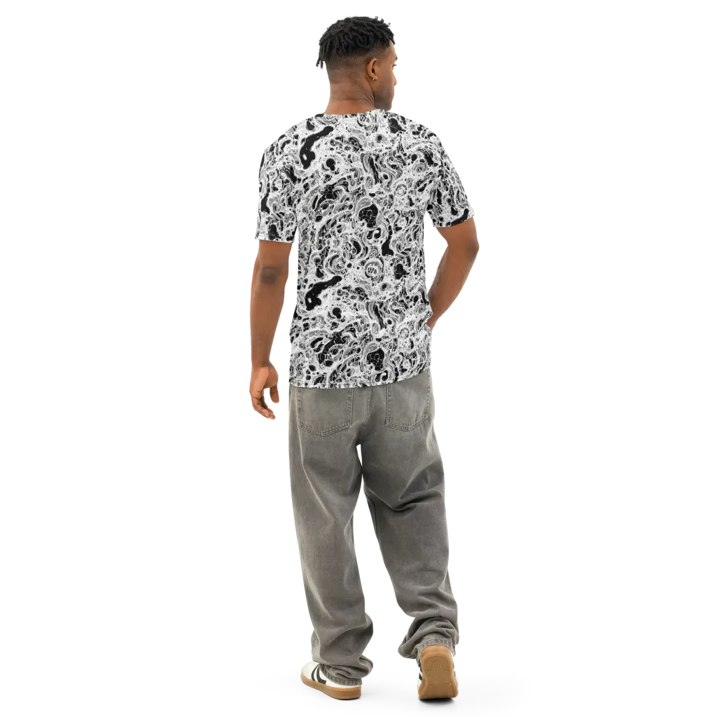 Obsidian Lace on Men's Cotton Crew Neck T-Shirt — Back