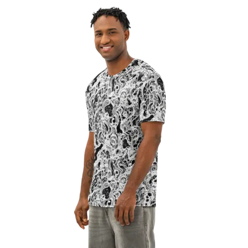 Obsidian Lace on a Men's Cotton Crew Neck T-Shirt