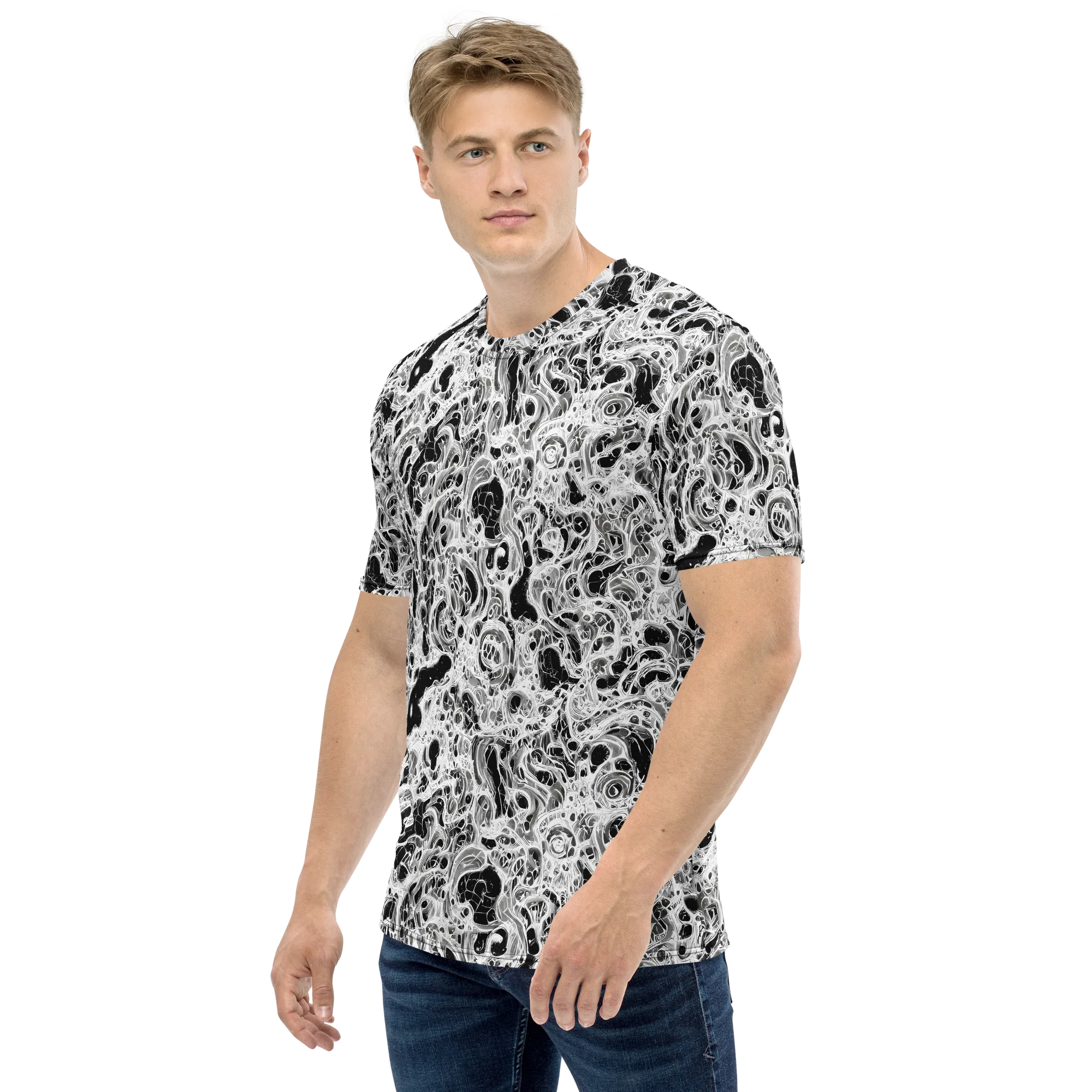 Obsidian Lace on Men's Crew Neck T-Shirt — Left