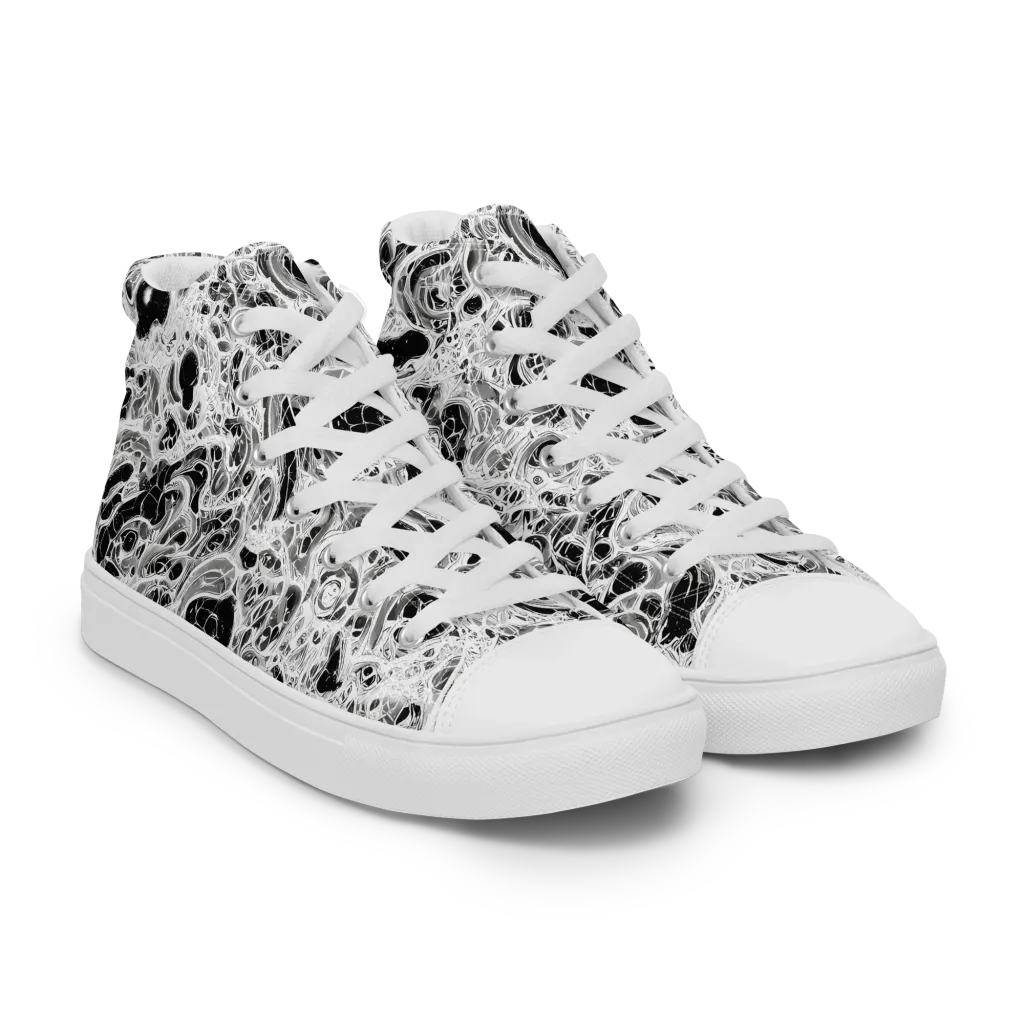 Obsidian Lace on Men's High Top Canvas Shoes — Right Front