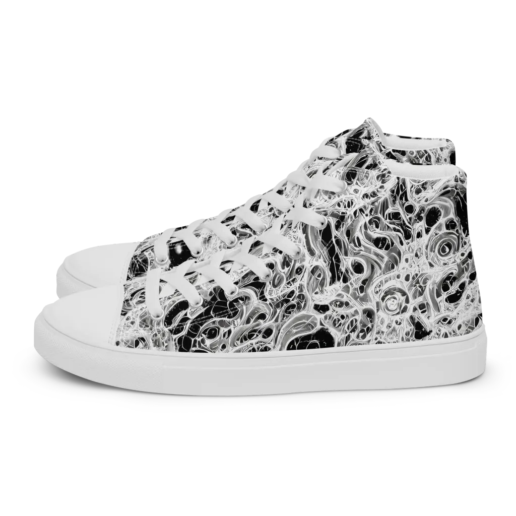 Obsidian Lace on Men's High Top Canvas Shoes — Left