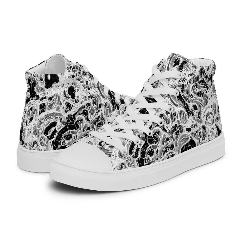Obsidian Lace on Men's High Top Canvas Shoes — Left