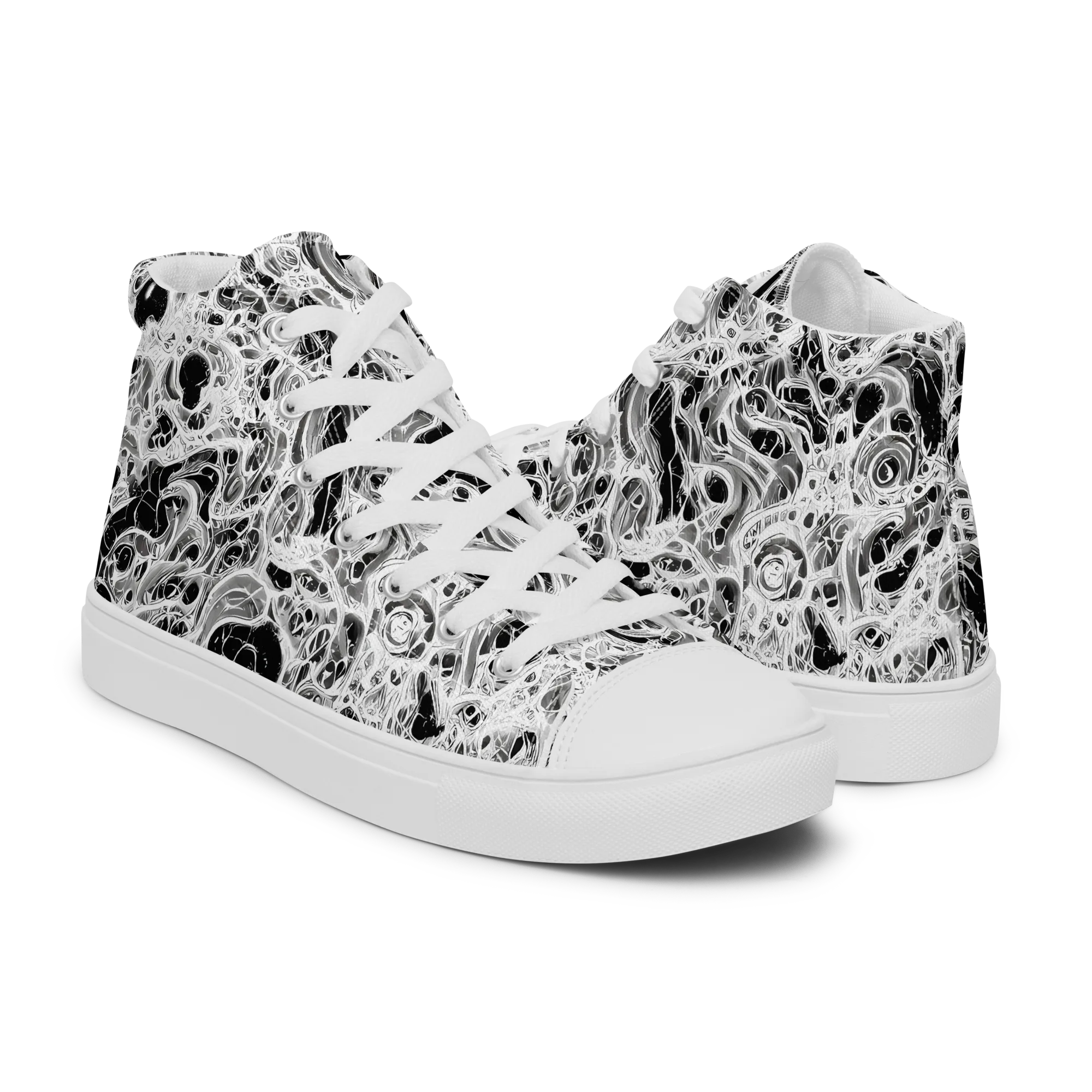 Obsidian Lace on Men's High Top Canvas Shoes — Right