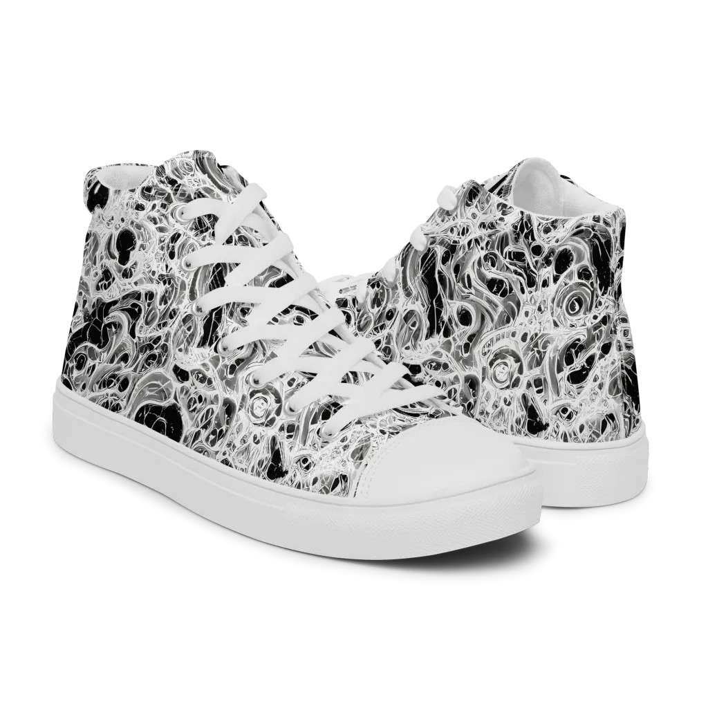 Obsidian Lace on Men's High Top Canvas Shoes — Right
