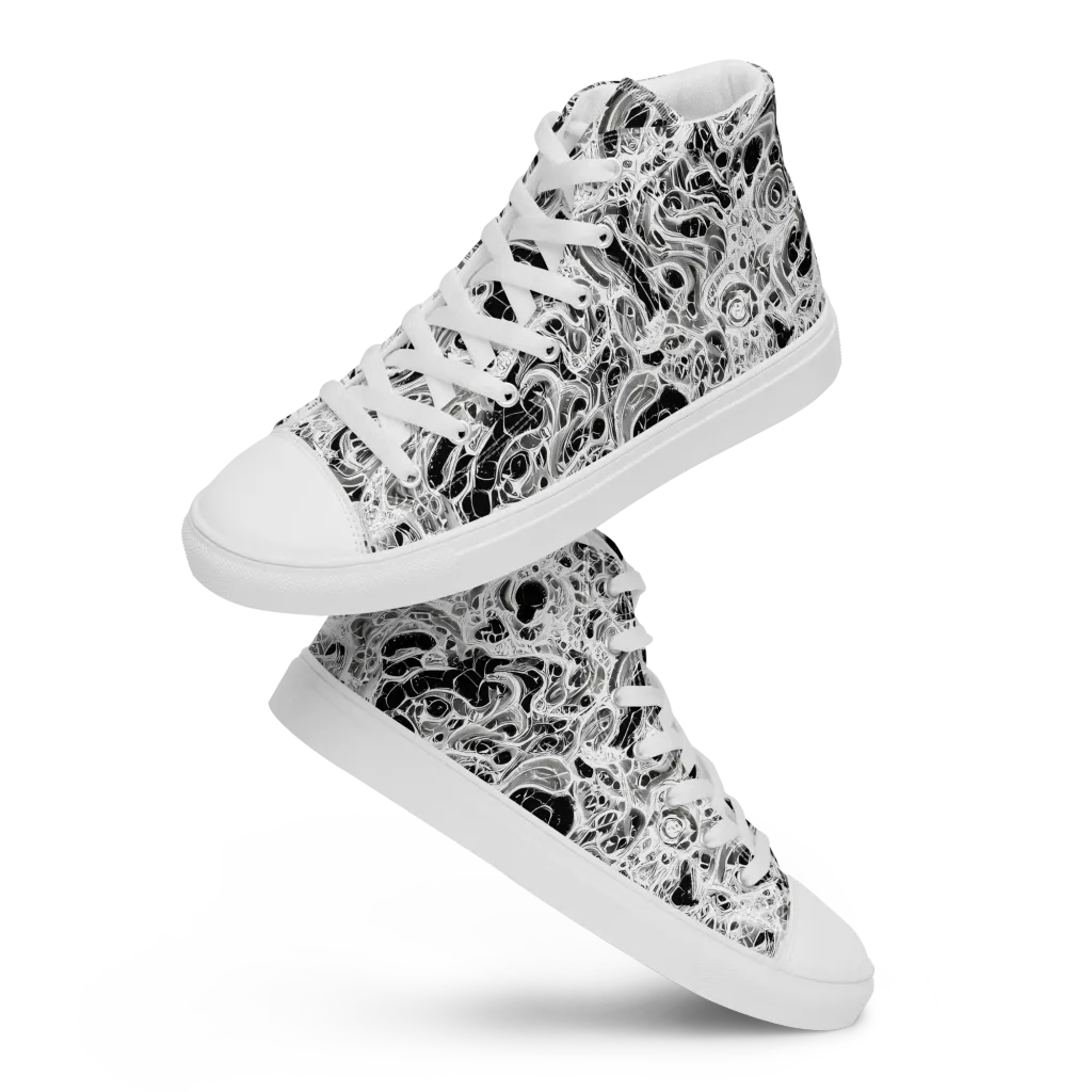 Obsidian Lace on Men's High Top Canvas Shoes — Front