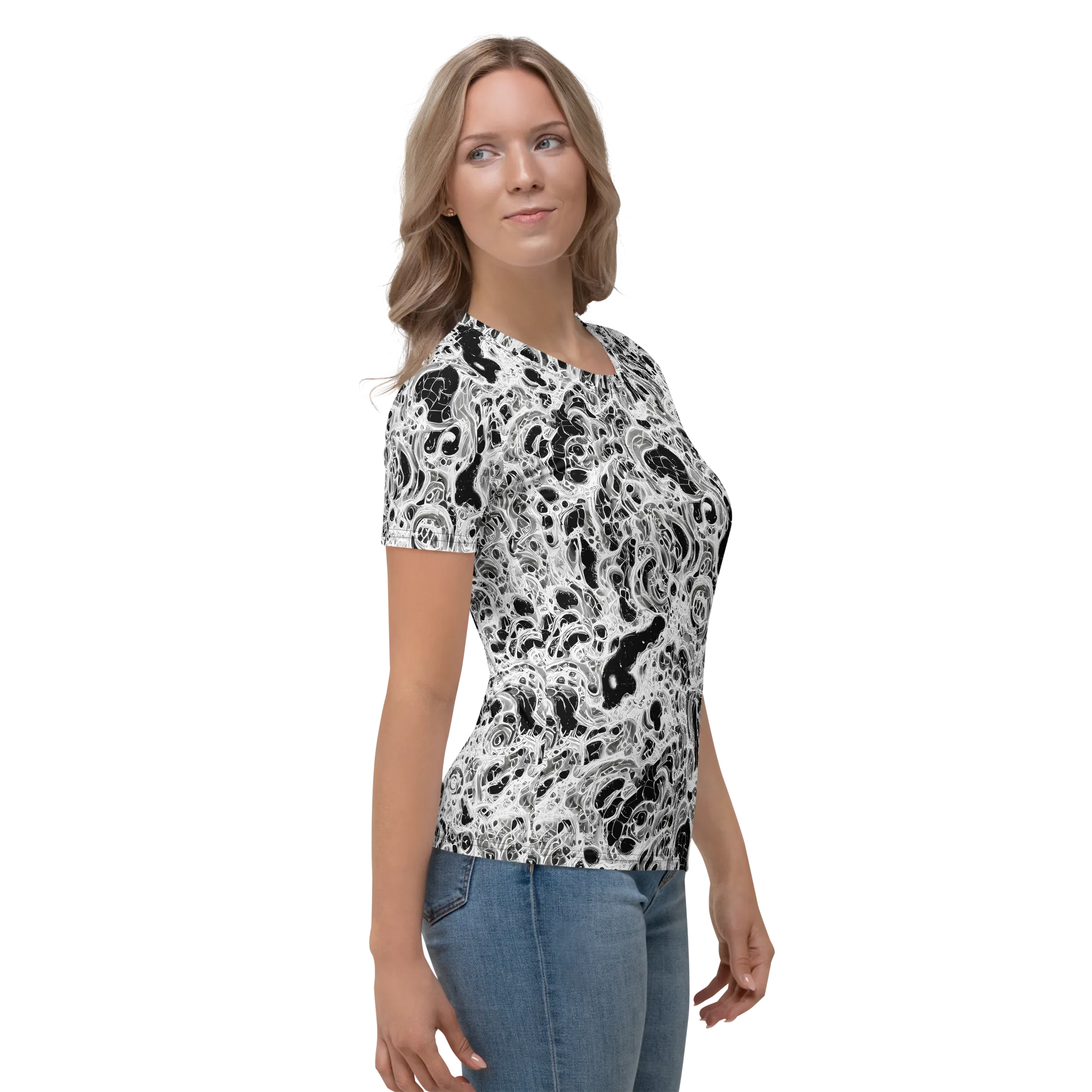 Obsidian Lace on Women's Crew Neck T-Shirt — Right