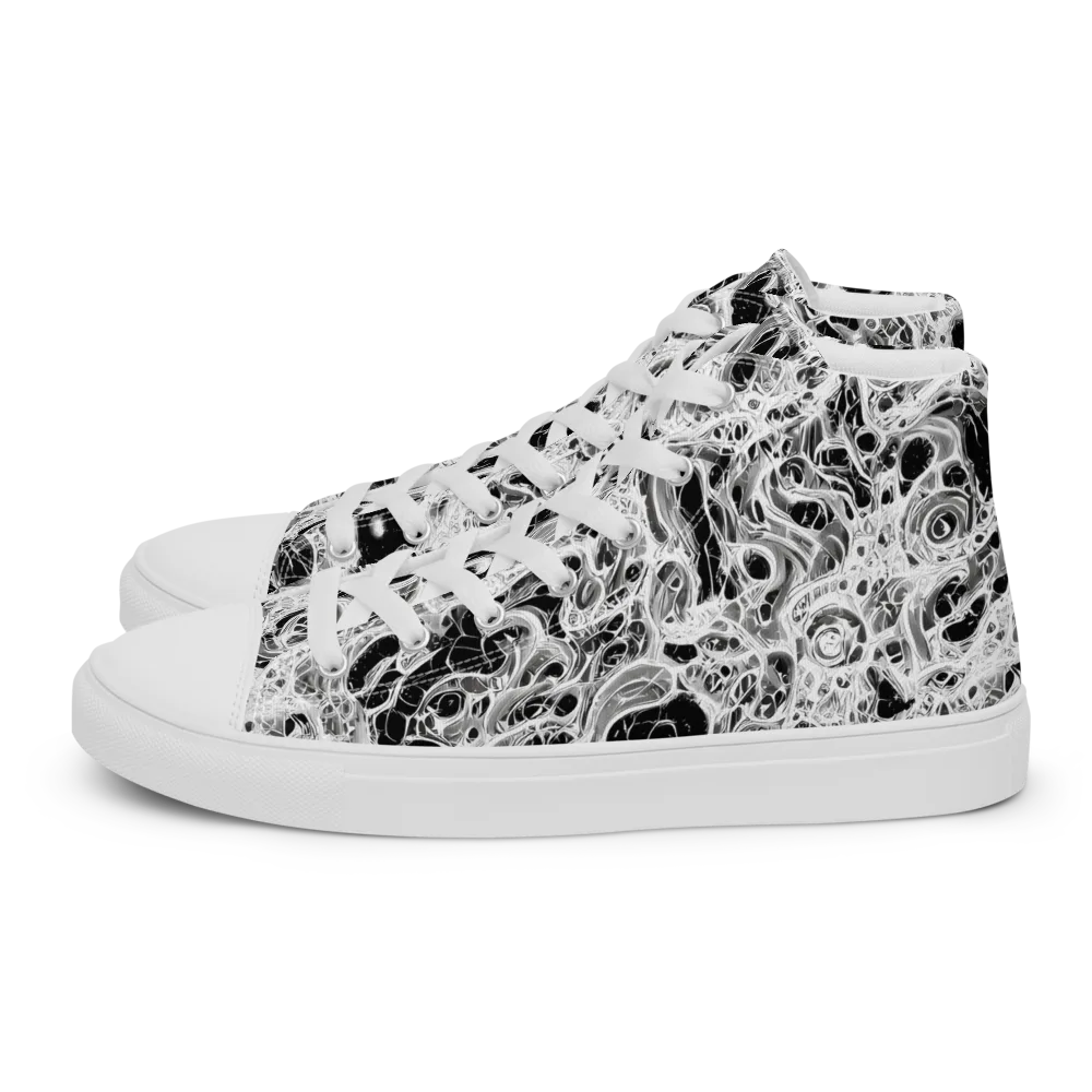 Obsidian Lace on Women's High Top Canvas Shoes — Left