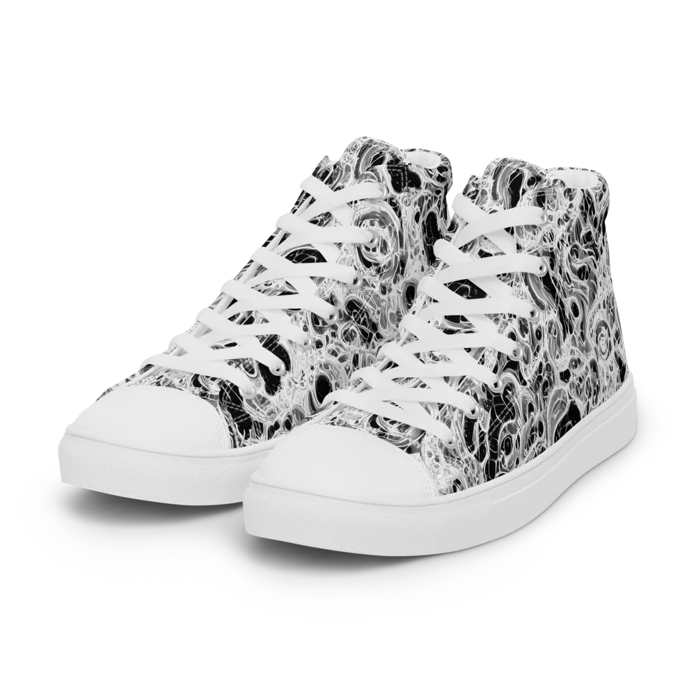 Obsidian Lace on Women's High Top Canvas Shoes — Left Front
