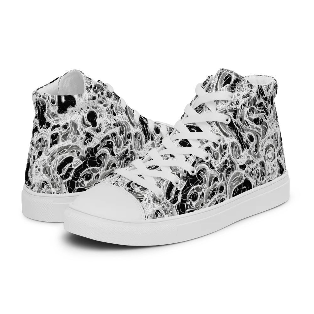 Obsidian Lace on Women's High Top Canvas Shoes — Left