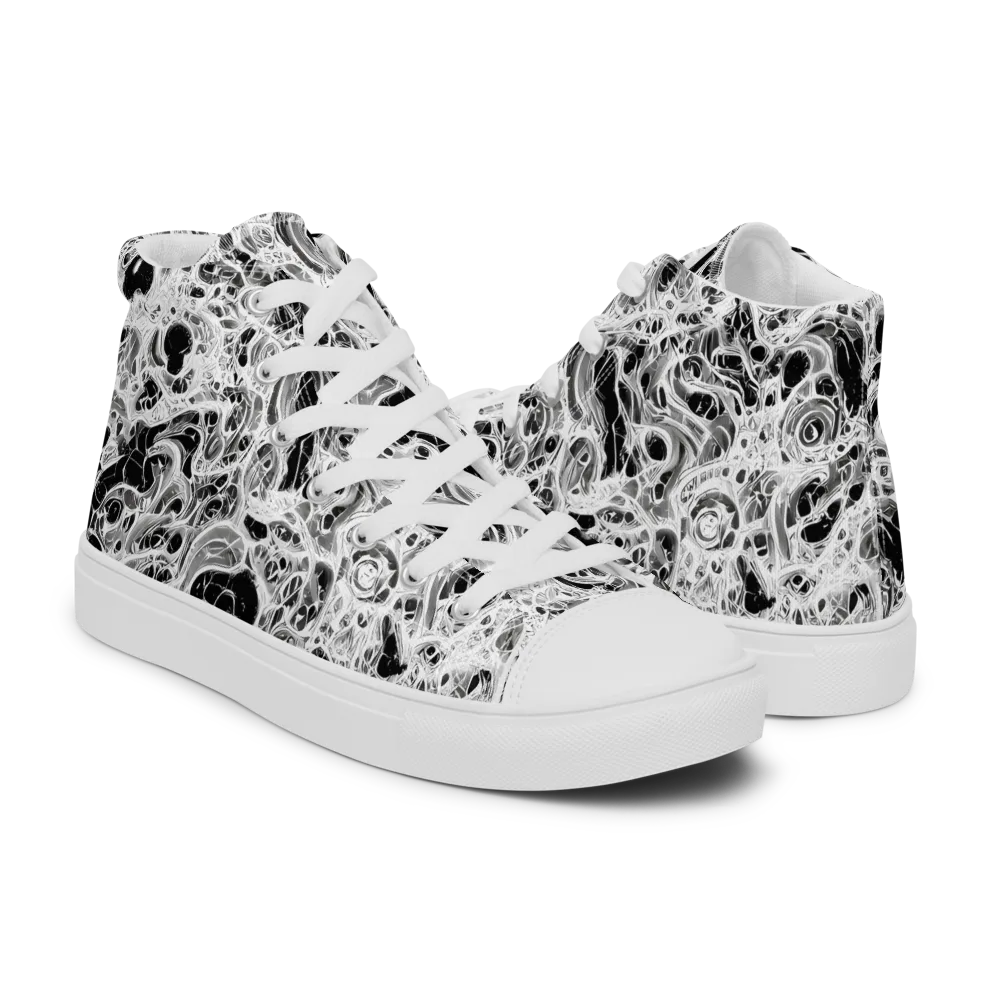Obsidian Lace on Women's High Top Canvas Shoes — Right