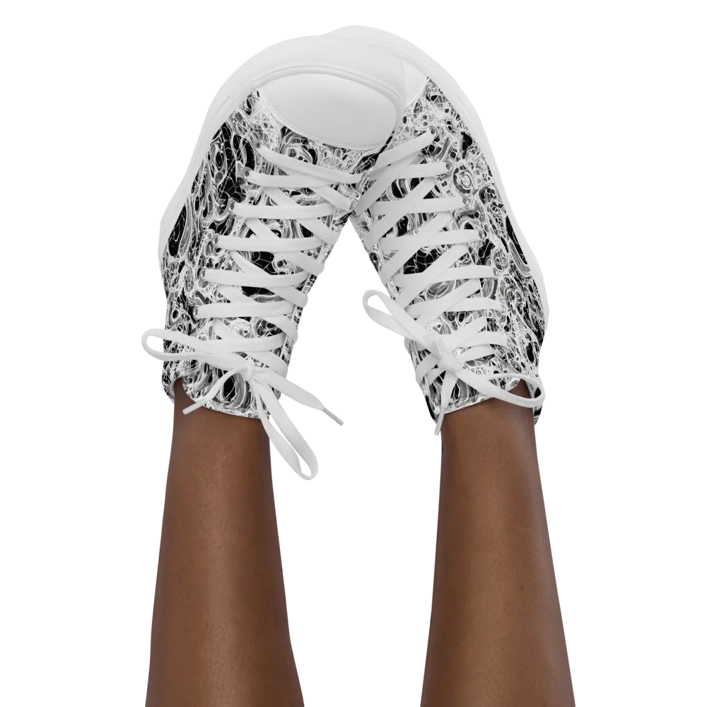 Obsidian Lace on Women's High Top Canvas Shoes — Front