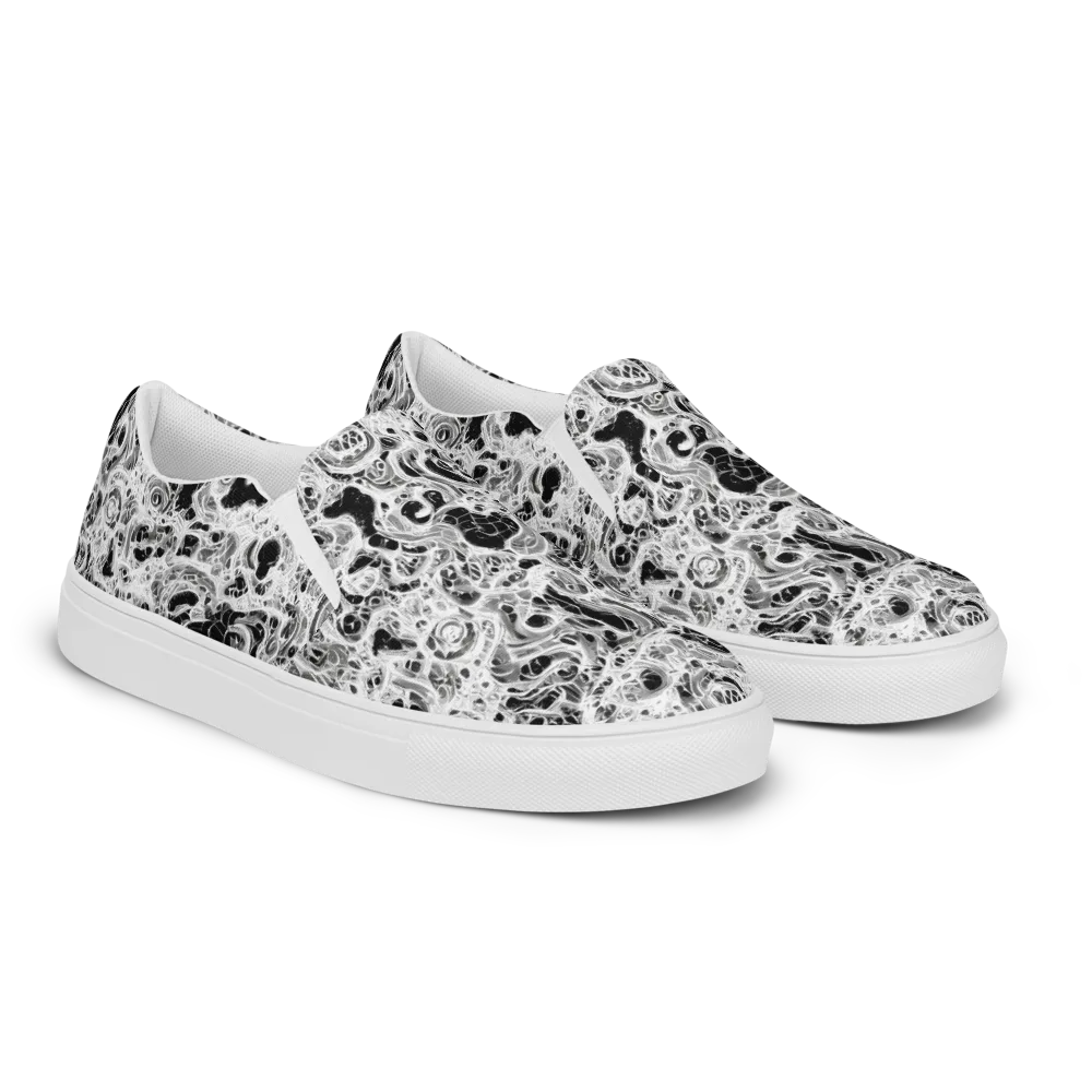 Obsidian Lace on Men's Slip-On Canvas Shoes — Right Front