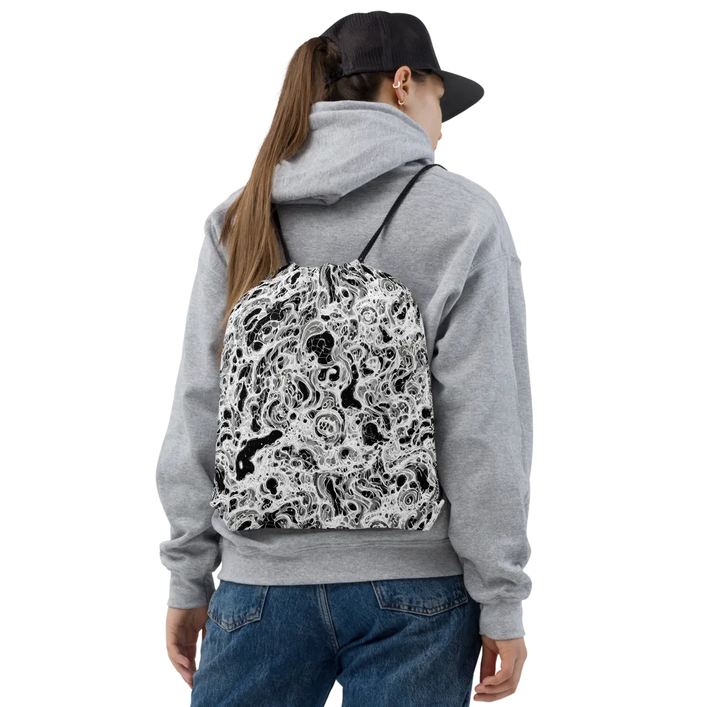 Obsidian Lace on Drawstring Bag — Front