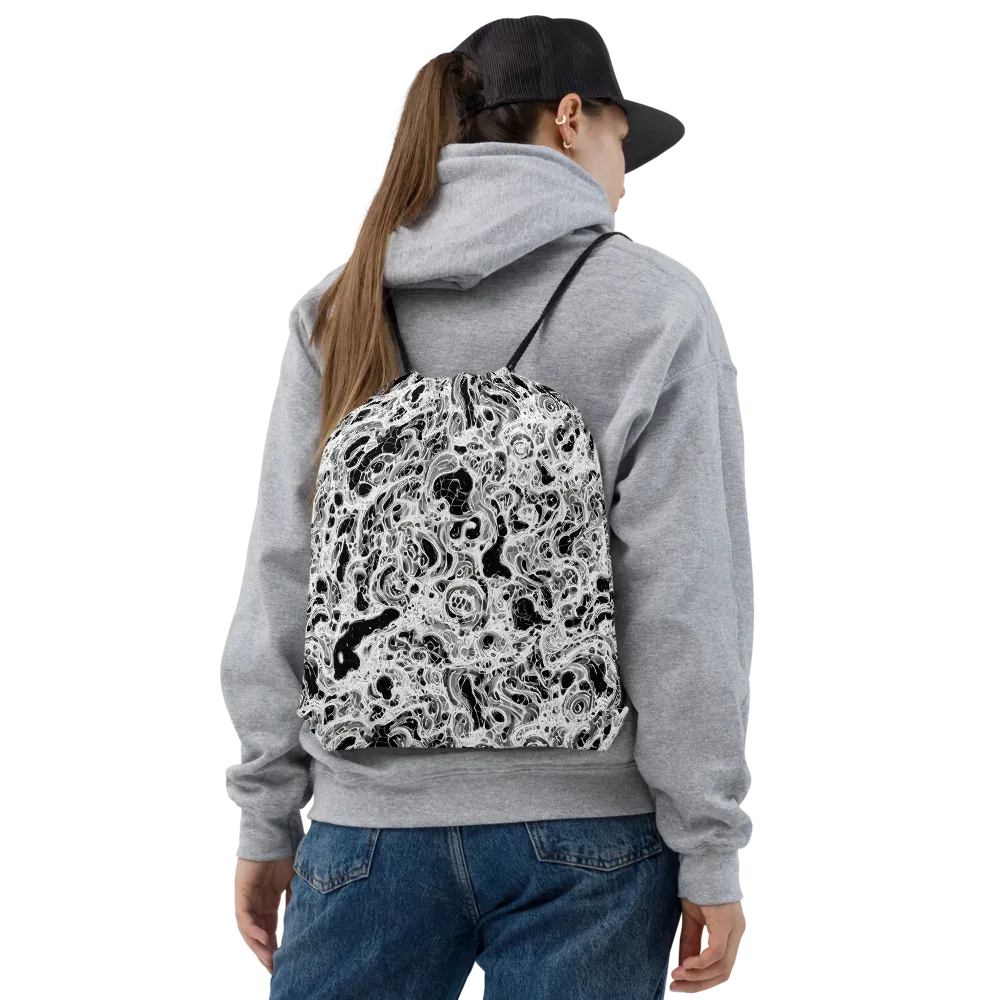 Obsidian Lace on Drawstring Bag — Front