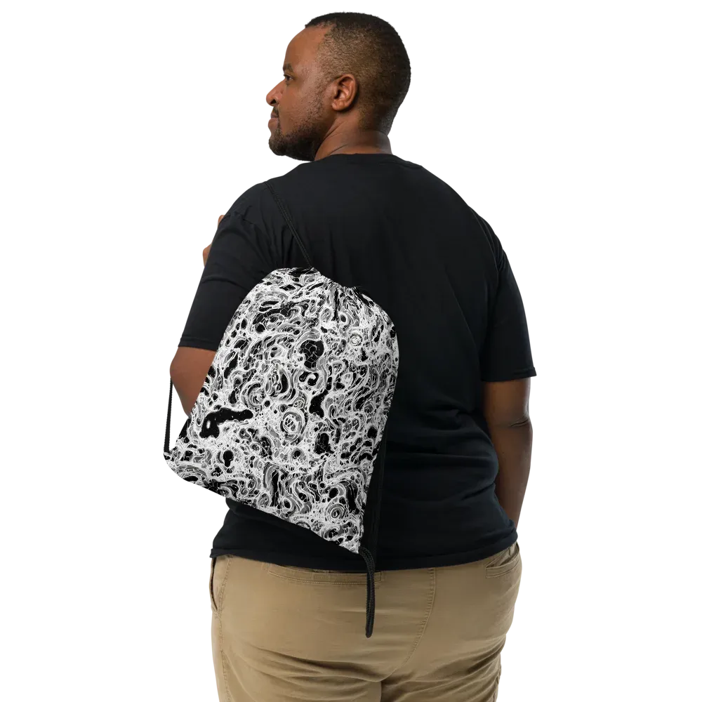 Obsidian Lace on Drawstring Bag — Front