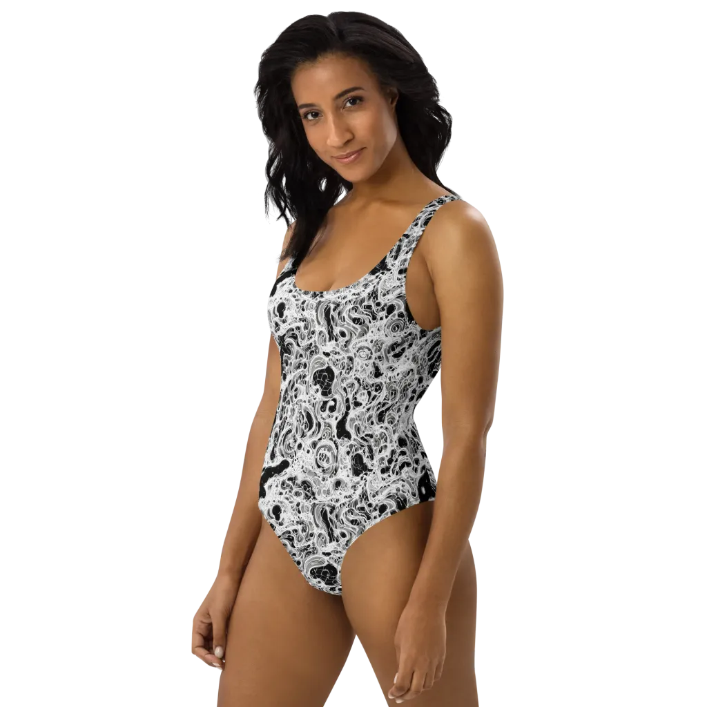 Obsidian Lace on One-Piece Swimsuit — Left