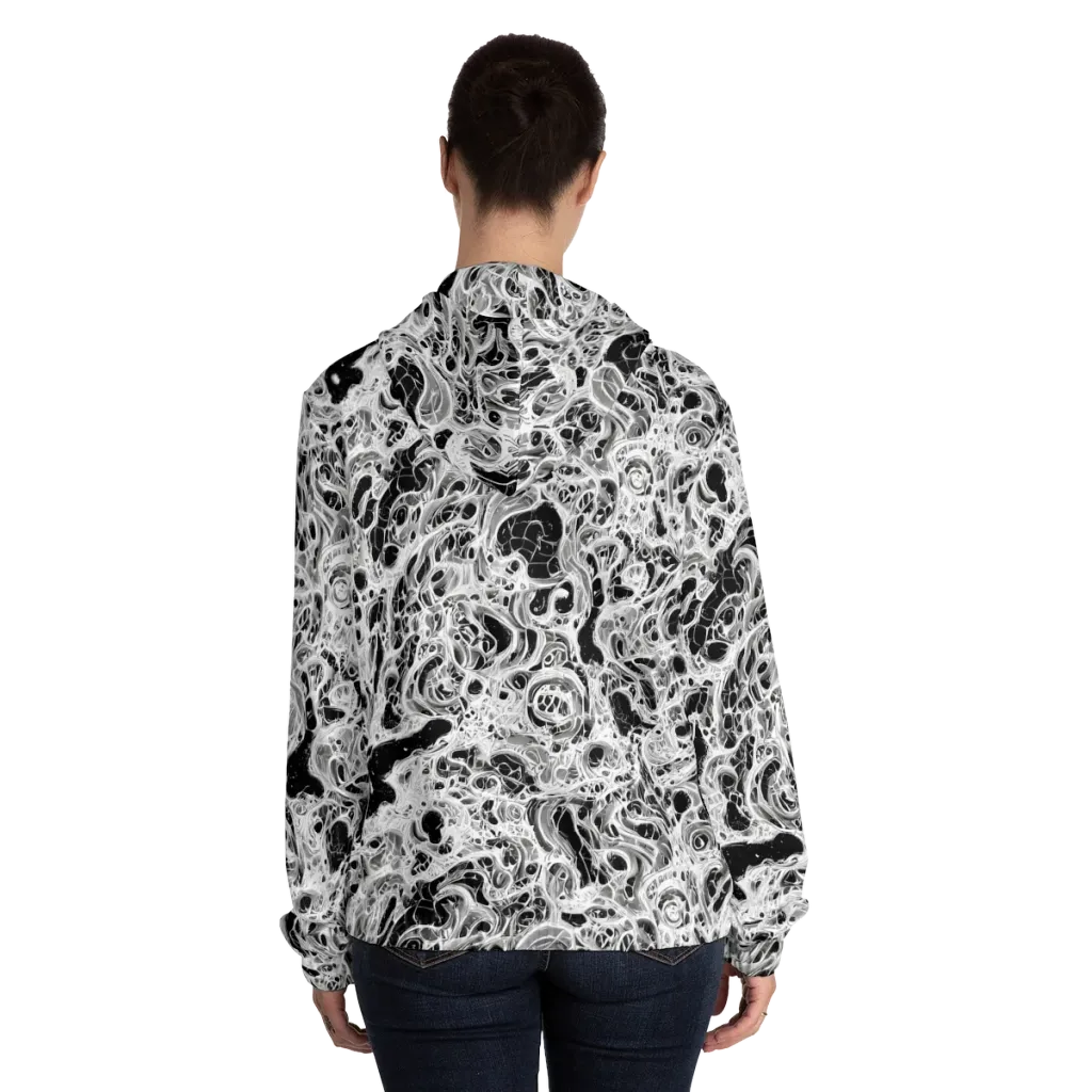 Obsidian Lace on Women's Full-Zip Hoodie — Back On Person
