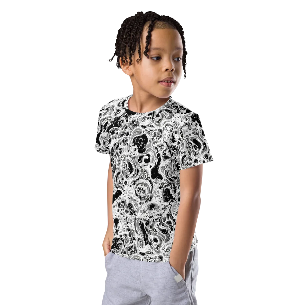 Obsidian Lace on Kids Crew Neck T-Shirt — Left Front