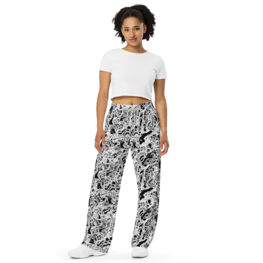 Obsidian Lace on a Wide-Leg Pants