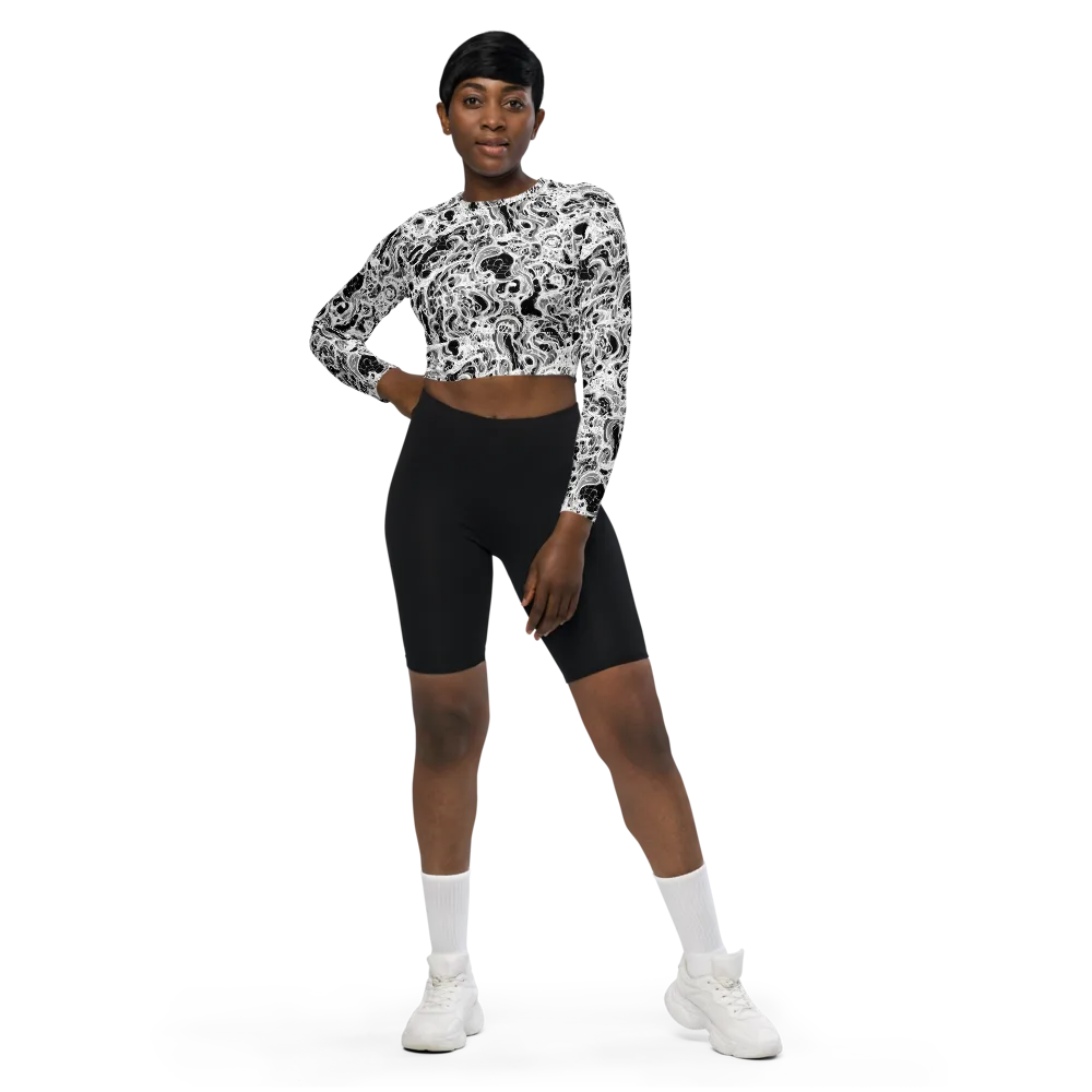 Obsidian Lace on Long Sleeve Crop Top — Front