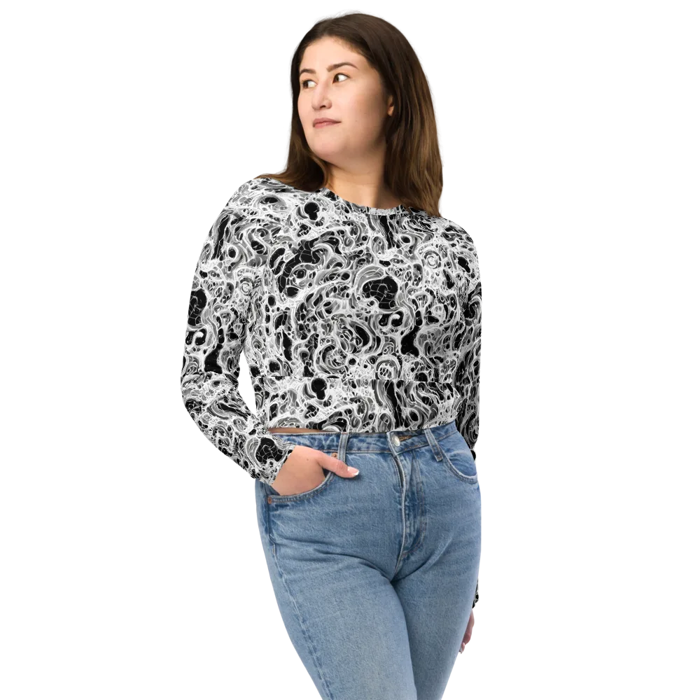 Obsidian Lace on Long Sleeve Crop Top — Front