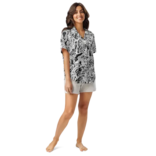 Obsidian Lace on a Women's Short Sleeve Pajama Top
