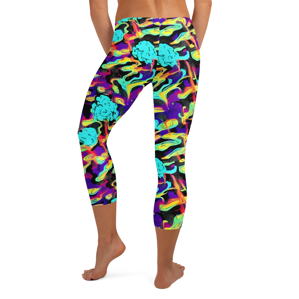 Liquid Firefly on Capri Leggings — Back