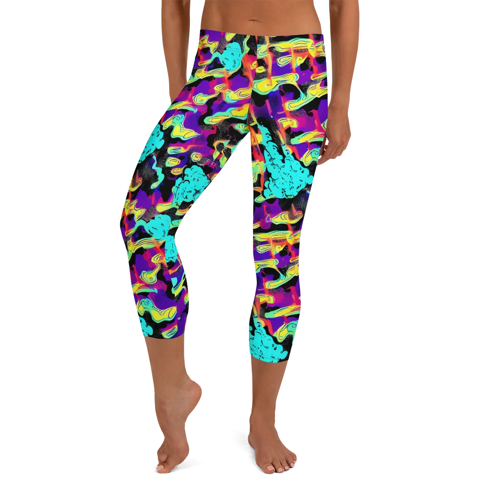 Liquid Firefly on Capri Leggings — Front