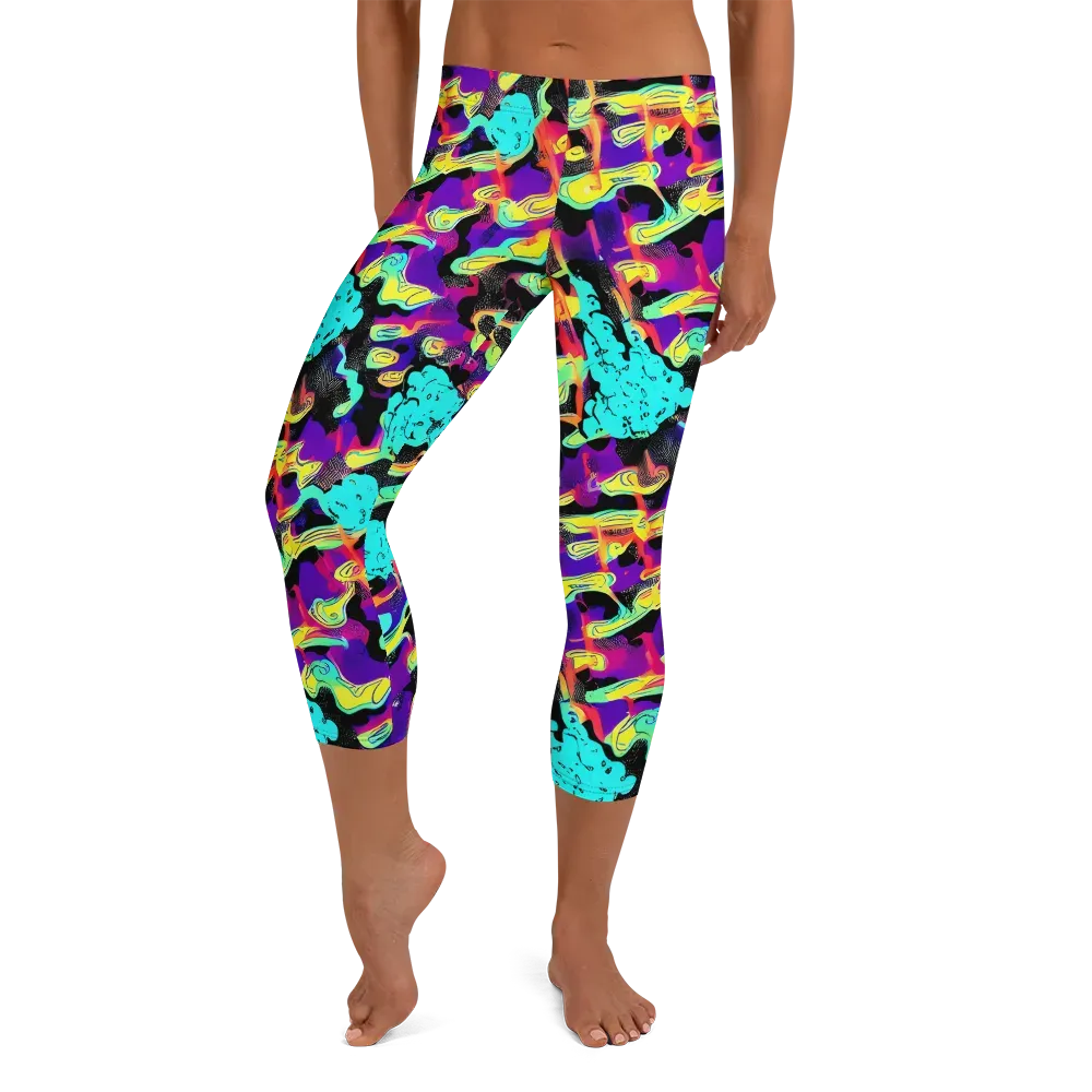 Liquid Firefly on Capri Leggings — Front