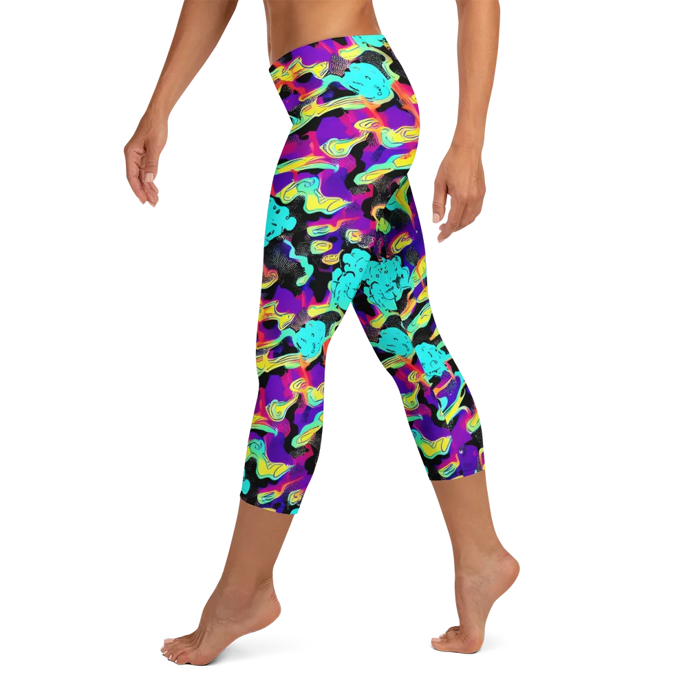 Liquid Firefly on Capri Leggings — Left