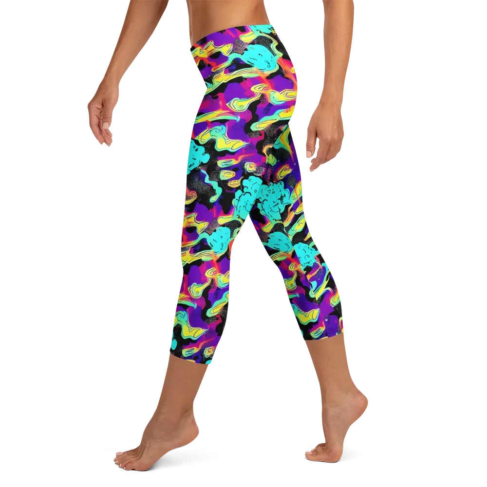 Liquid Firefly on Capri Leggings — Left