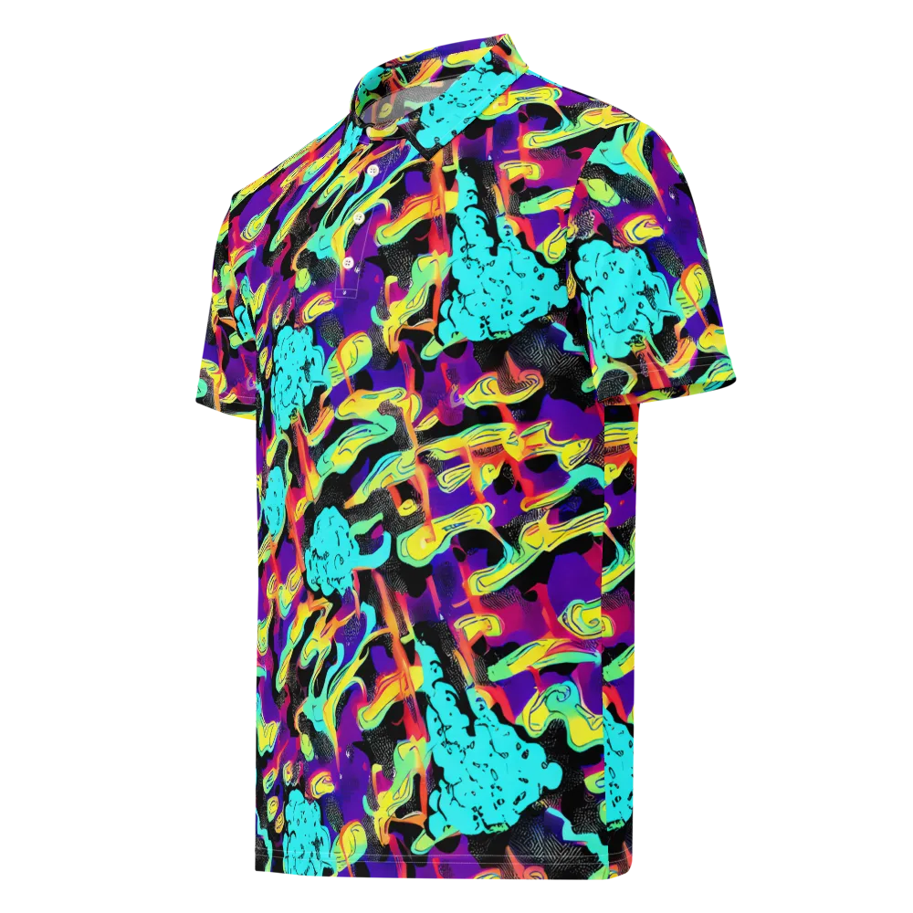 Liquid Firefly on Men's Slim Fit Polo Shirt — Left Front