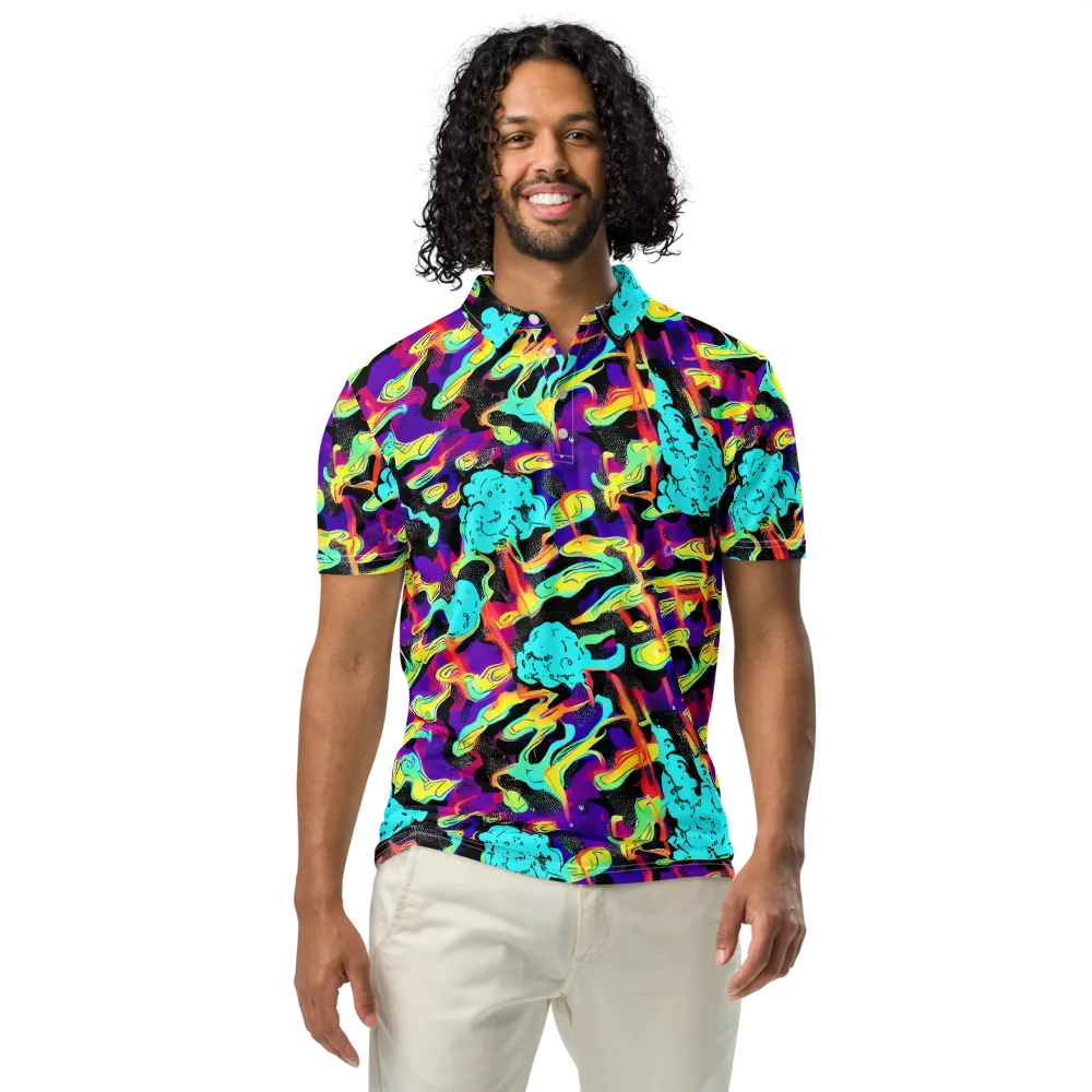 Liquid Firefly on Men's Slim Fit Polo Shirt — Front