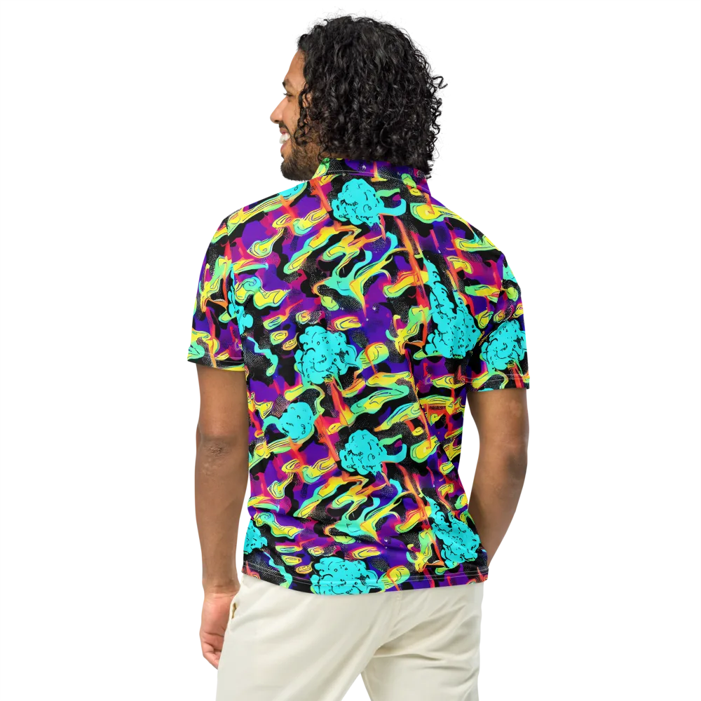 Liquid Firefly on Men's Slim Fit Polo Shirt — Back