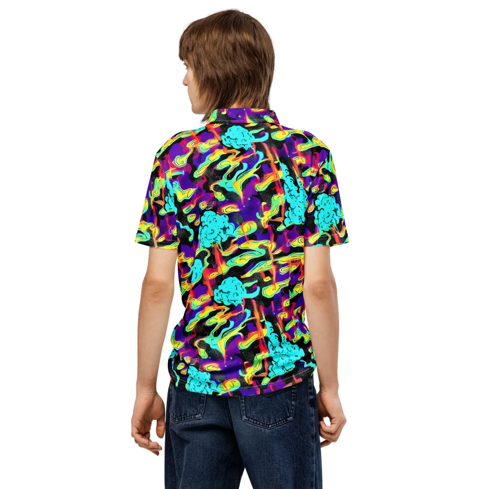 Liquid Firefly on Men's Slim Fit Polo Shirt — Back