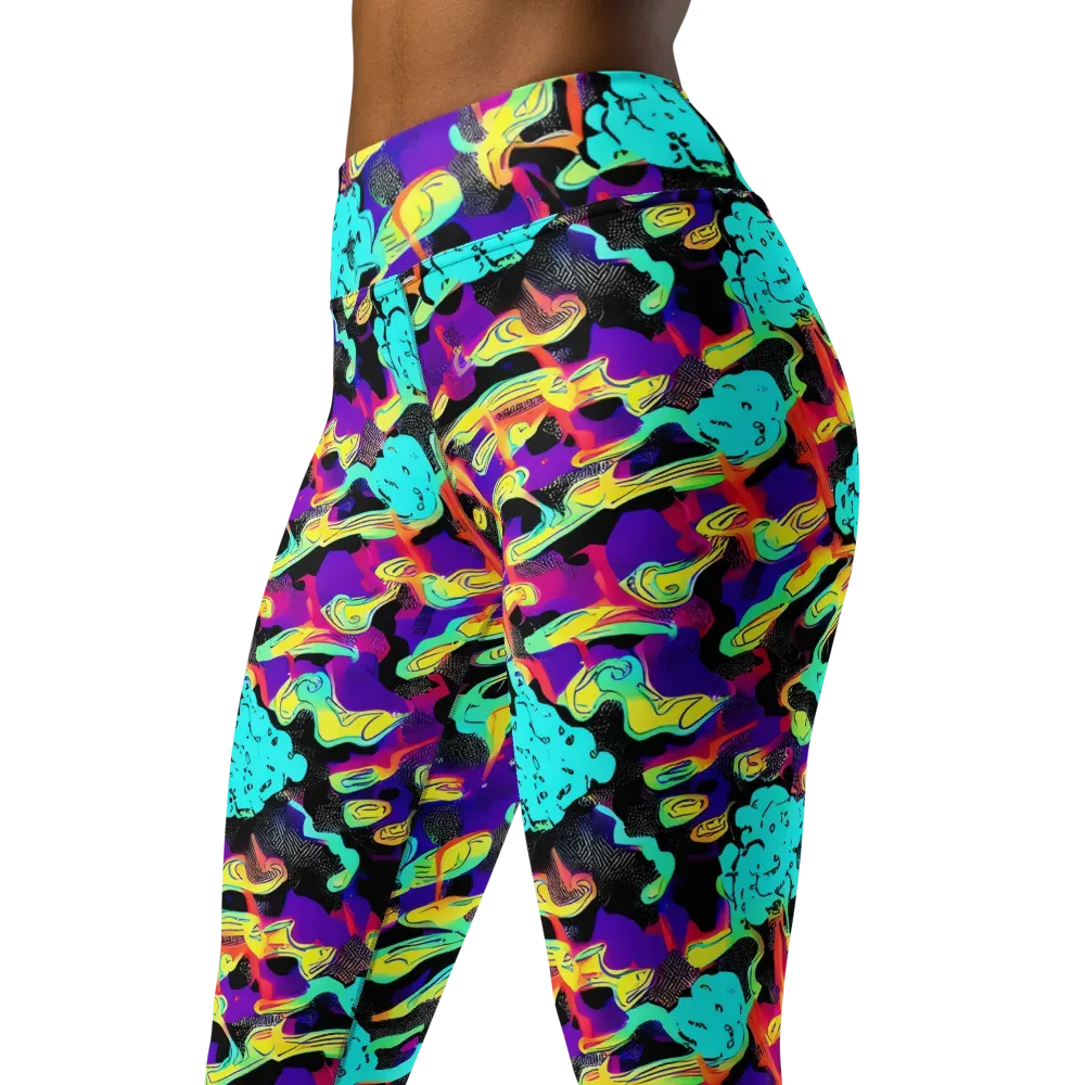 Liquid Firefly on Yoga Leggings — Left Front