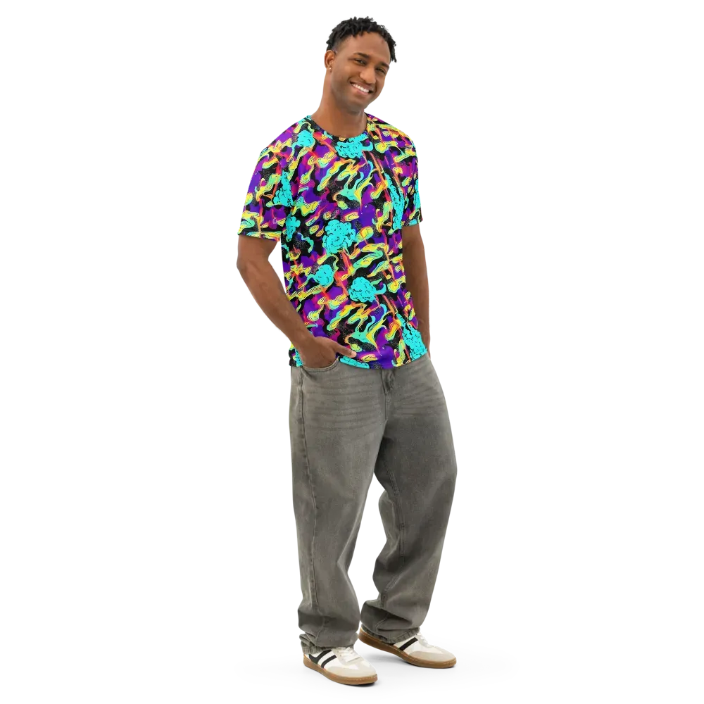 Liquid Firefly on Men's Cotton Crew Neck T-Shirt — Right Front
